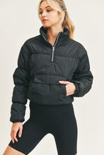 Load image into Gallery viewer, Cropped half zip mauve puffer jacket

