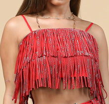 Load image into Gallery viewer, “Up all night” cropped rhinestone top.
