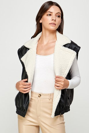 Faux leather Sherpa vest