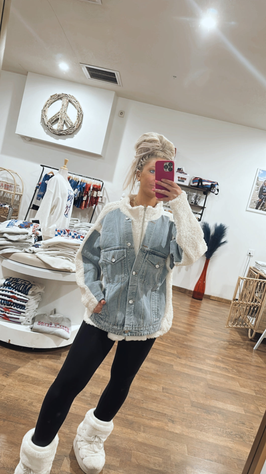 Jean Button Down Sherpa Jacket